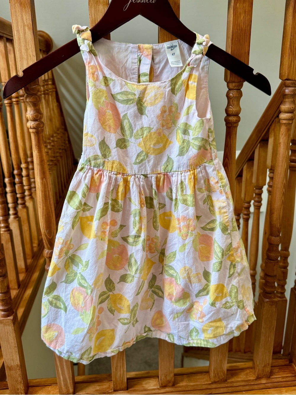 OshKosh B'gosh White Sundress with Yellow and Pink Lemon Print